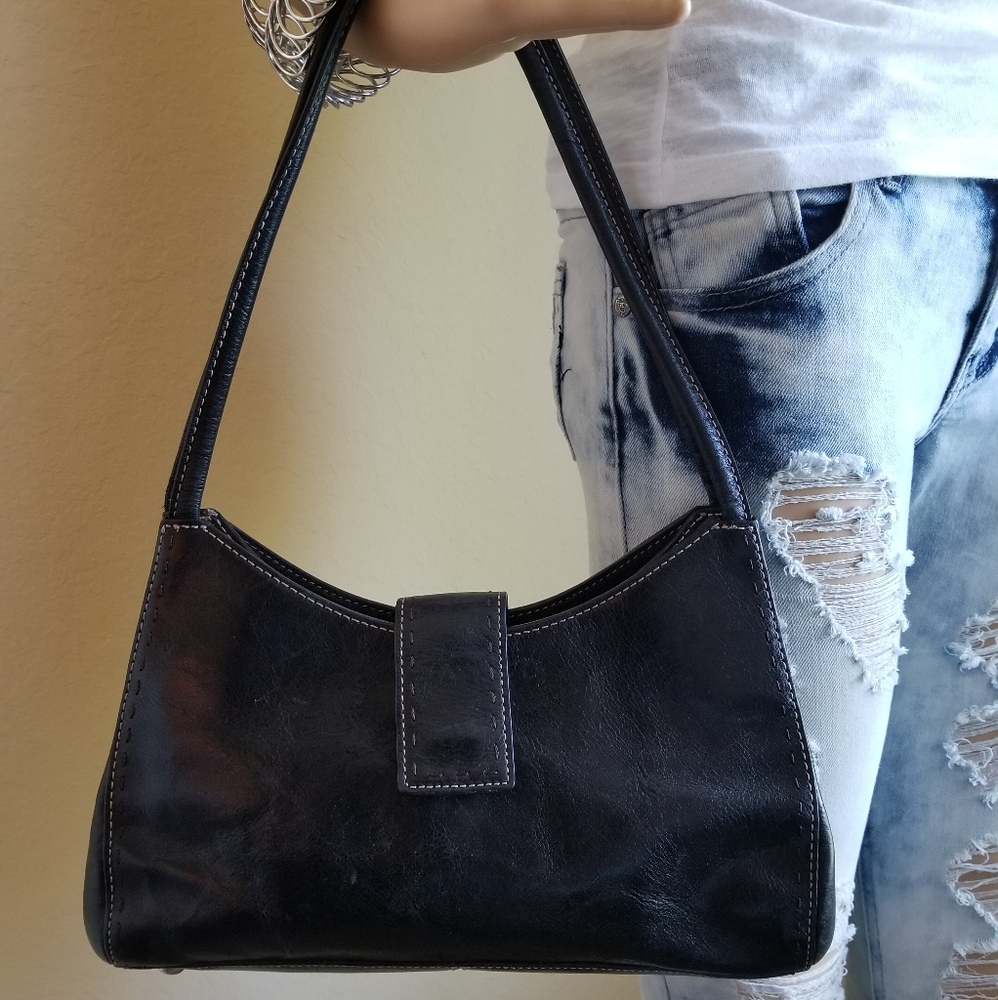FOSSIL Black Leather Shoulder Bag Purse